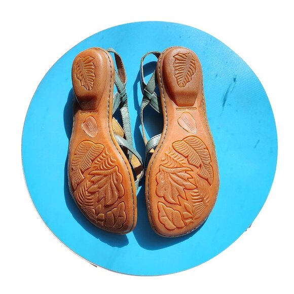 New Without Tags - Blue Leather Criss Cross Leather Sandals by Born - Size - 7M - Picture 6 of 7